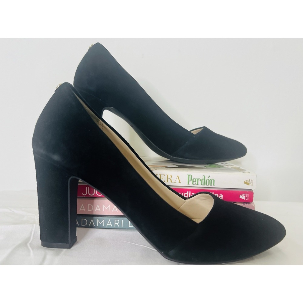 Cole Haan Kinslee Black Suede Slip On Round Toe Dressy Pumps Heels Shoes Size 8 - Picture 3 of 11